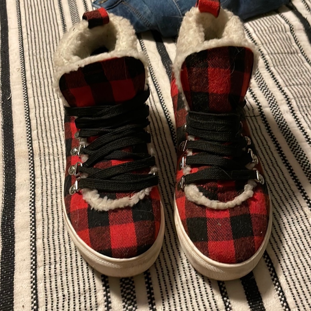 Very G Buffalo Plaid Sherpa Sneakers